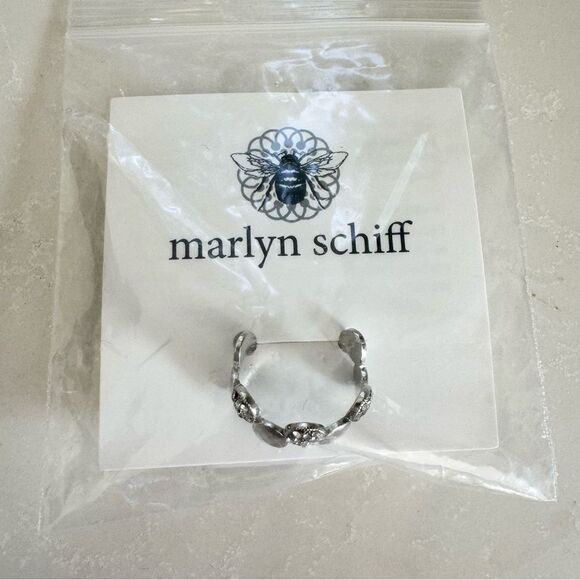 Marlyn Schiff Disc Pave Adjustable Ring NWT Silver - Picture 3 of 4